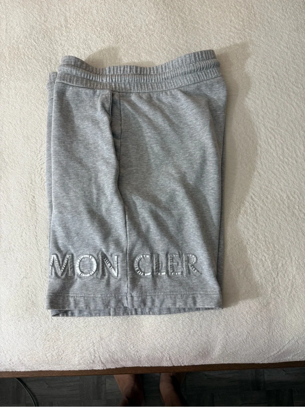 Moncler Gray Athletic Drawstring Knit Shorts